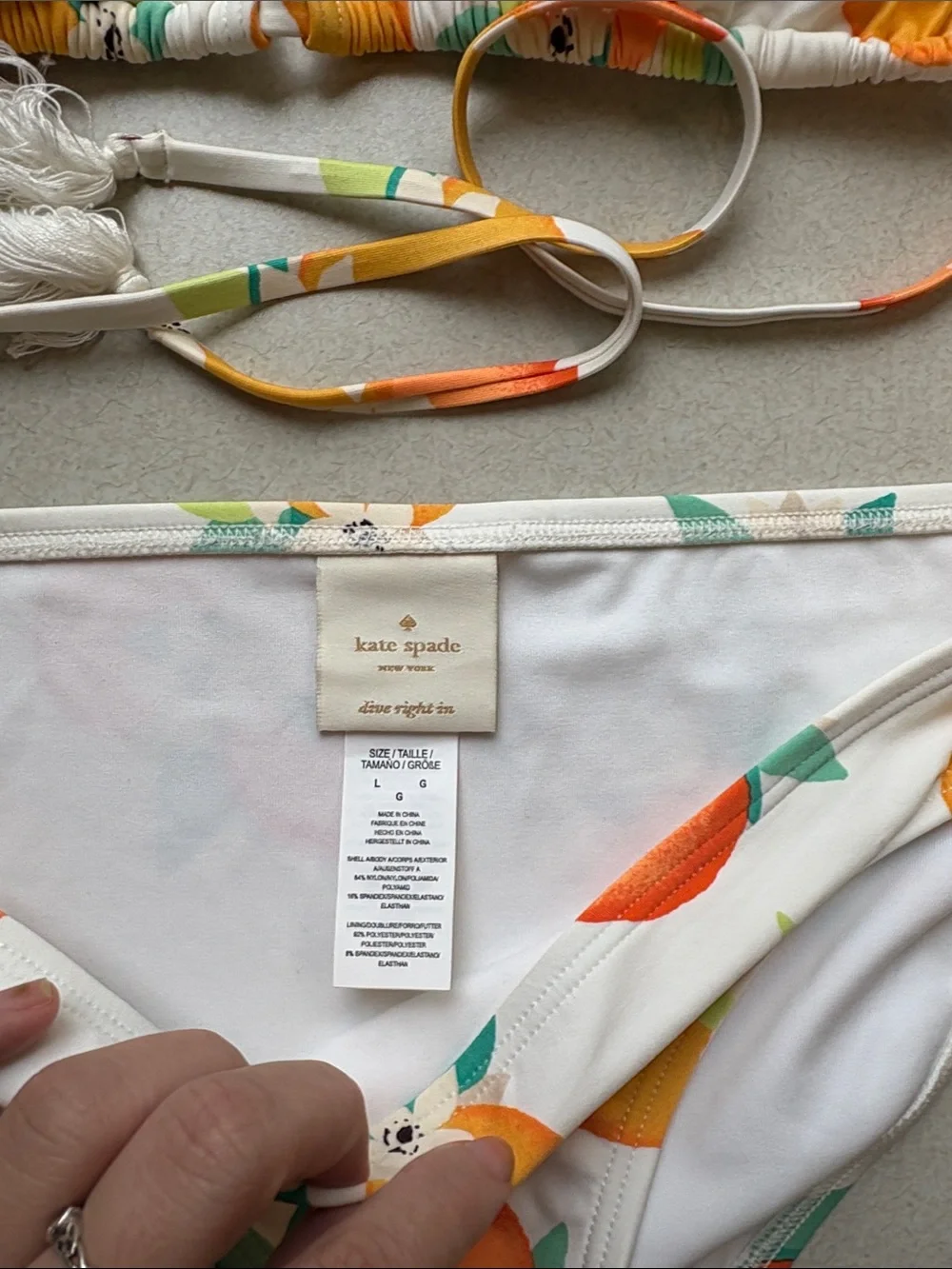 kate spade Cream Floral Bikini with Orange Accents
